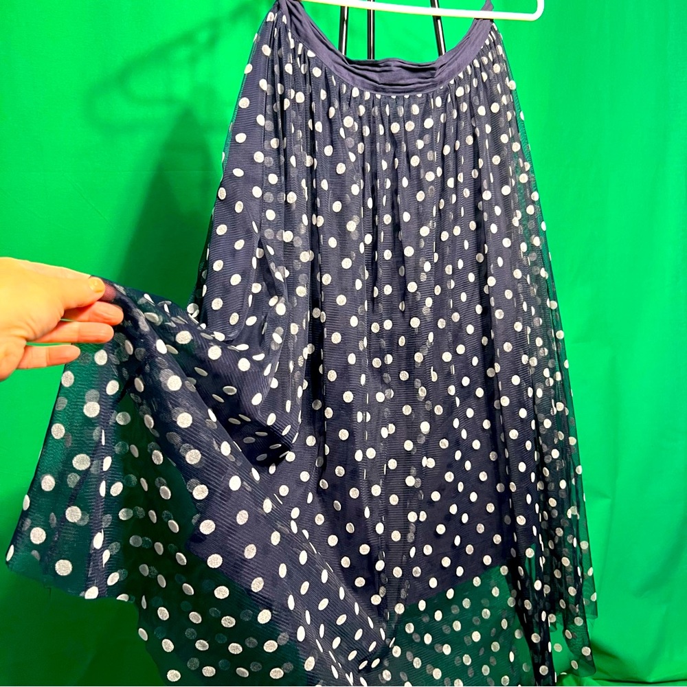 US9 Arizona Polka Dot Skirt Maxi Lining Skirt Back Zipper 2 Front Buttons Summer